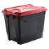 grande boîte de stockage en plastique 55 litres noir rouge